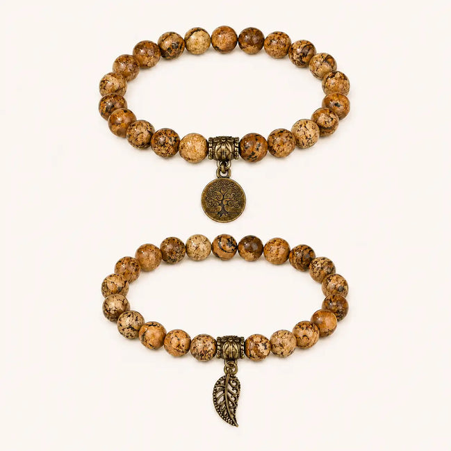 Tree of Life Earth-Toned Couple Bracelet Set