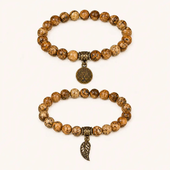 Tree of Life Earth-Toned Couple Bracelet Set