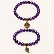 Tree of Life Purple Crystal Couple Bracelet Set
