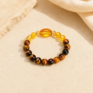 Tiger Eye & Amber Beaded Ring