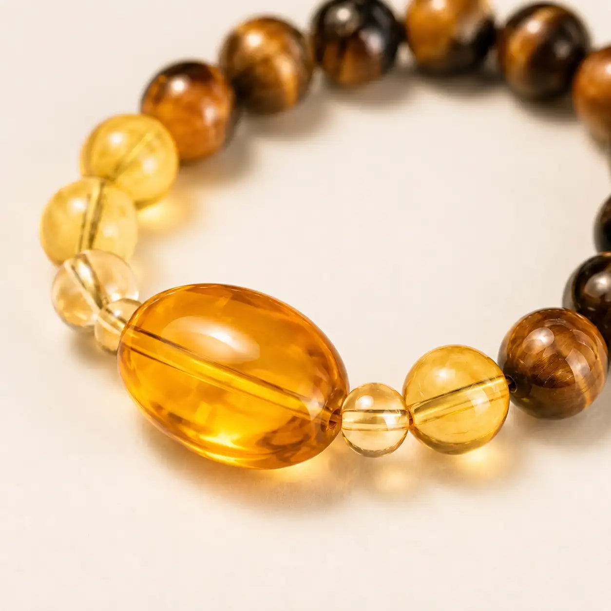 Tiger Eye & Amber Beaded Ring