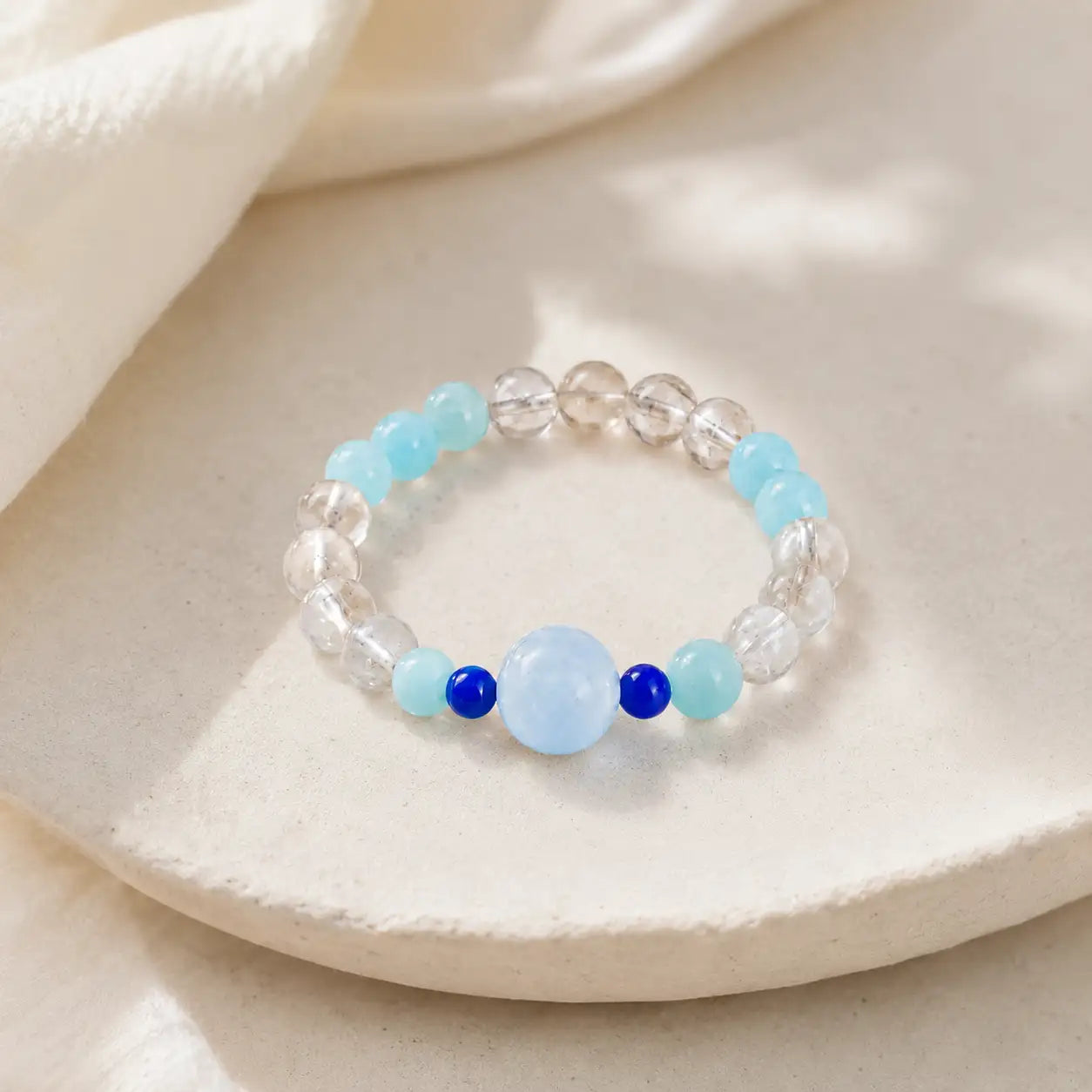 Aquamarine & Amazonite Beaded Ring