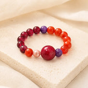 Garnet & Red Agate Beaded Ring