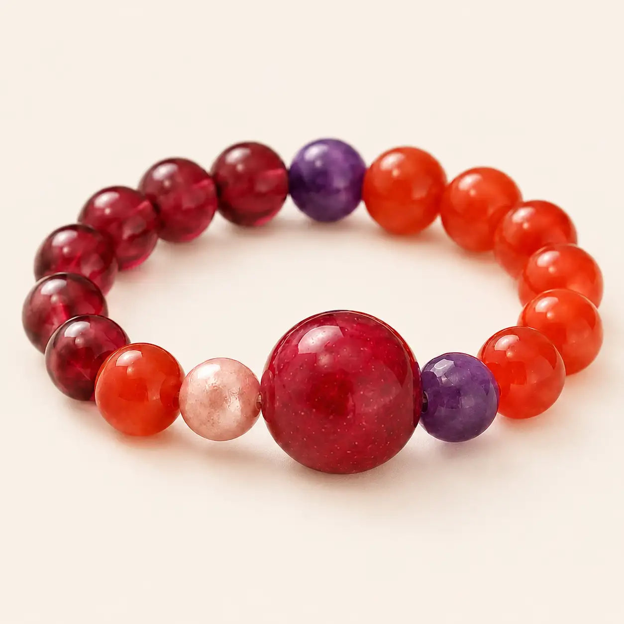 Garnet & Red Agate Beaded Ring