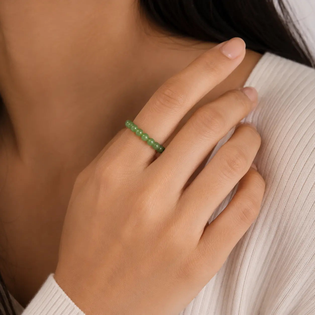 Hetian Jade Beaded Ring