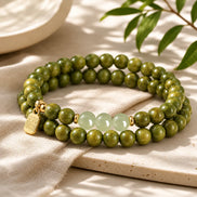 Calm Wood Jade Double Wrap Bracelet