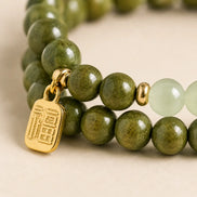 Calm Wood Jade Double Wrap Bracelet