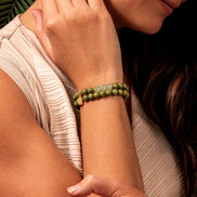 Calm Wood Jade Double Wrap Bracelet