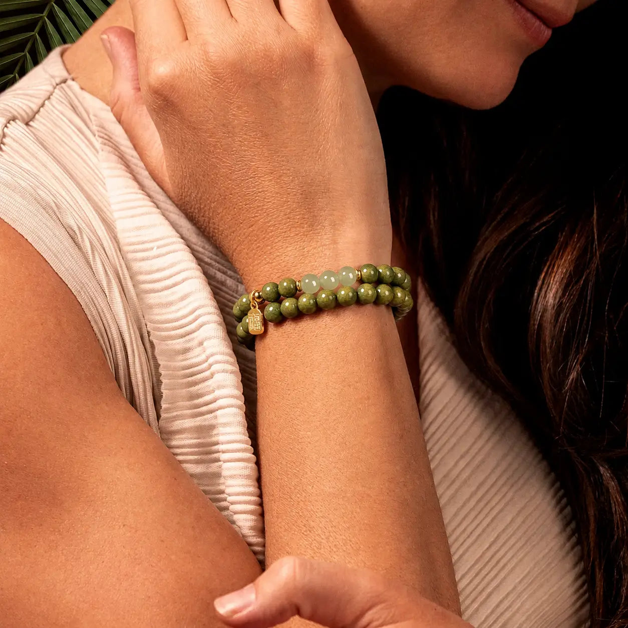 Calm Wood Jade Double Wrap Bracelet