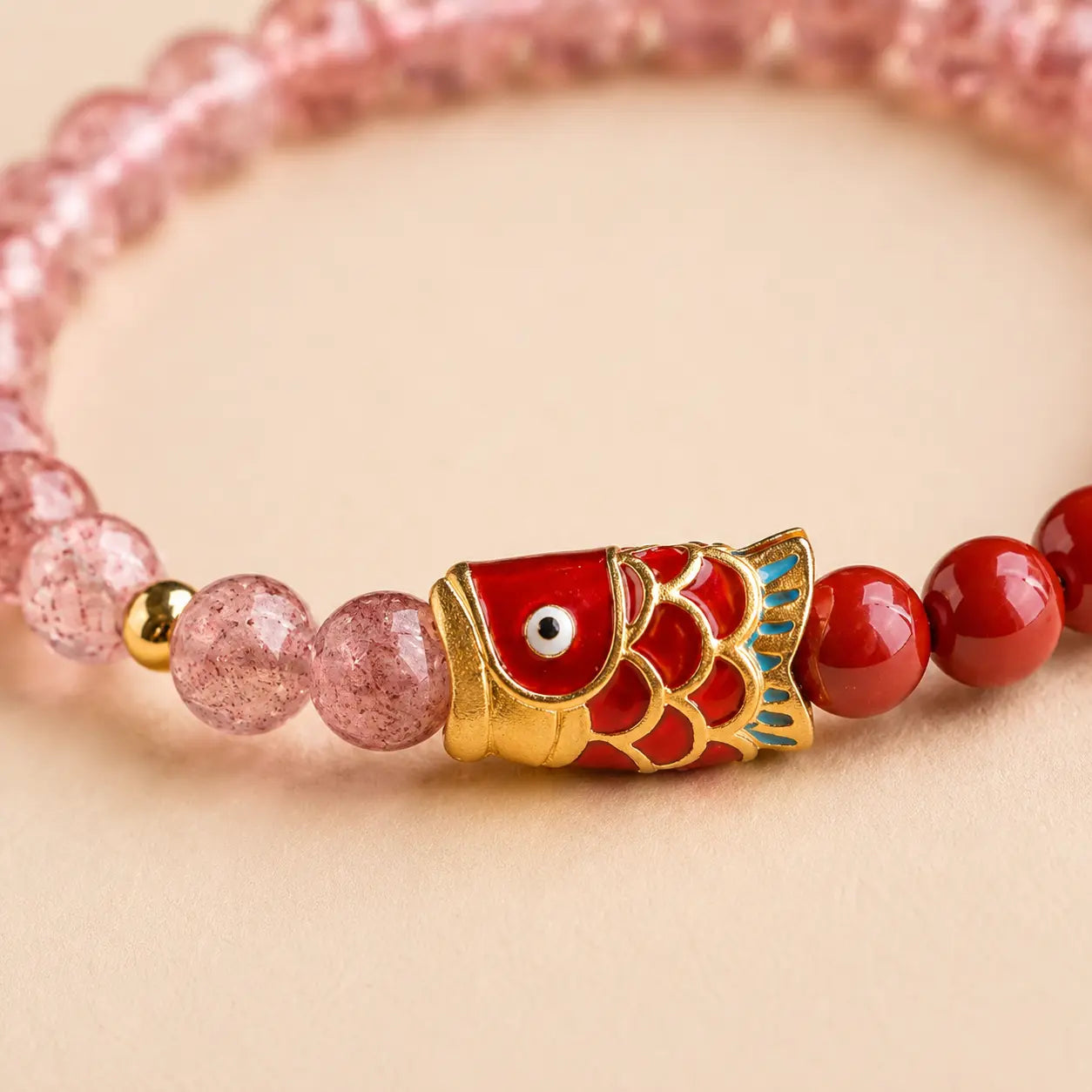 Koi Pink Glass Bead Bracelet