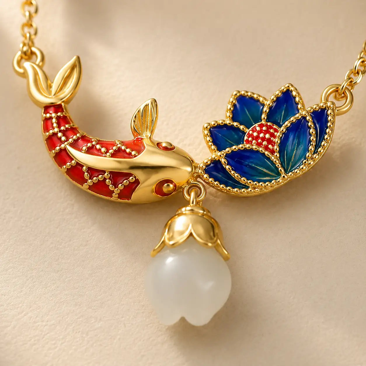 Koi Lotus Pendant Necklace