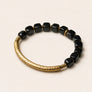 Black Obsidian Brass Pipe Bracelet