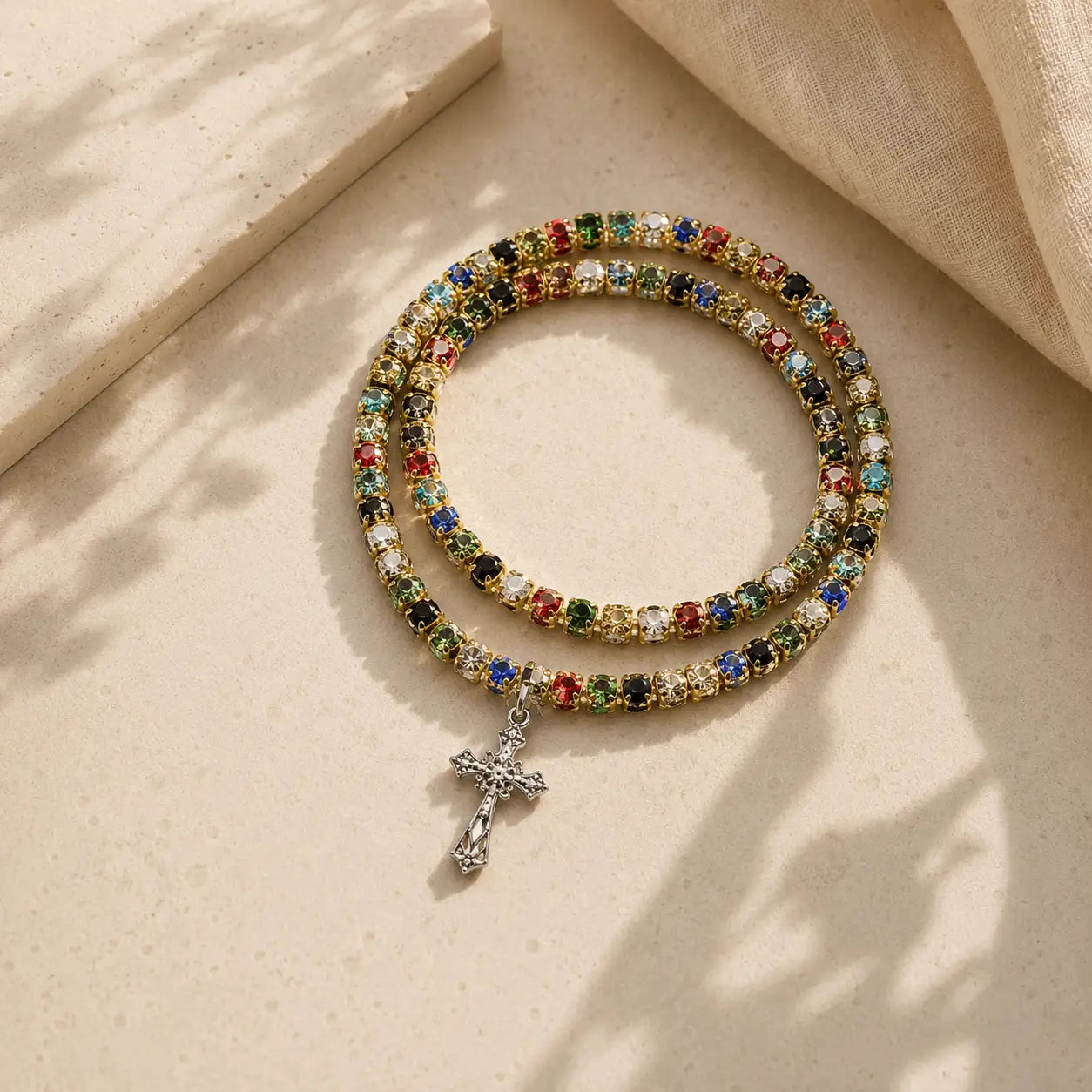 Thai Blue Cross Protection Necklace