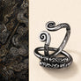 Black Myth Wukong Retro Punk Gothic Ring for men with silver carved design by TheFuMaster
