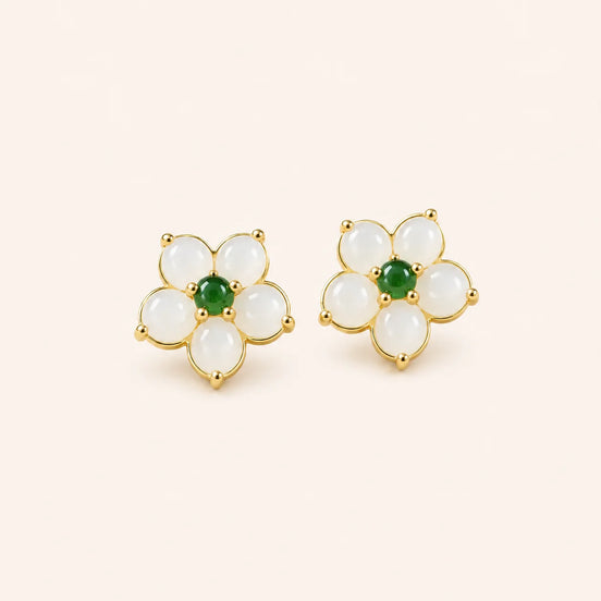 Jade four-petal stud earrings by TheFuMaster