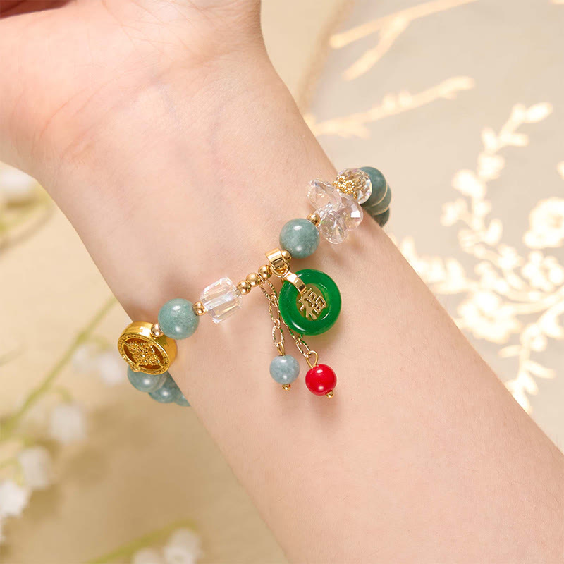 Model wearing Jade Fu Charm Bracelet expressing calm energy and prosperous blessings – TheFuMaster