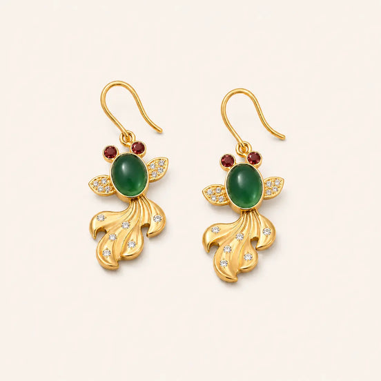 Jade Koi Earrings with koi