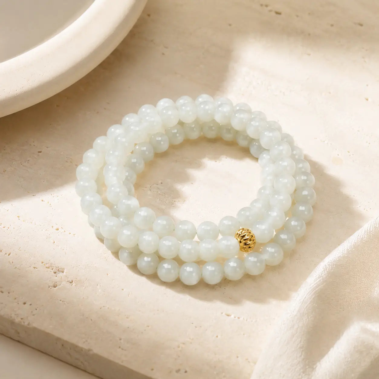 Jade Luck 108 Mala Necklace detail view