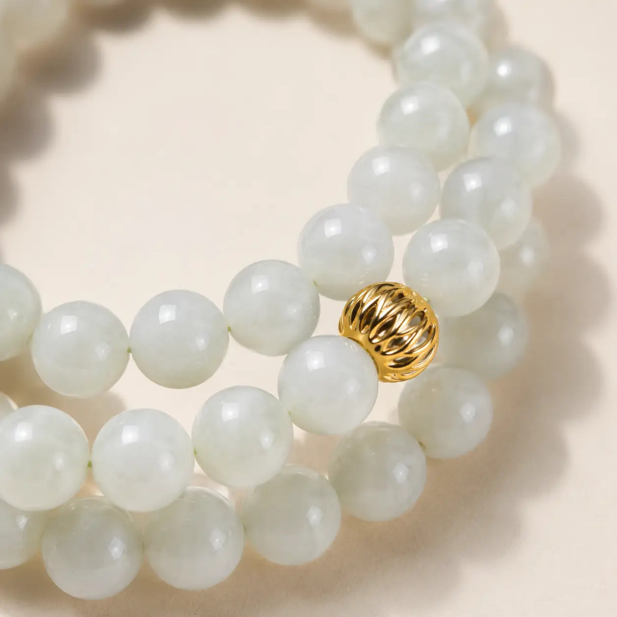 Jade Luck 108 Mala Necklace shown from another angle