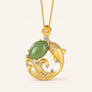 Koi Green Stone Pendant Necklace with koi