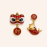 Lion Koi Drop Earrings with koi