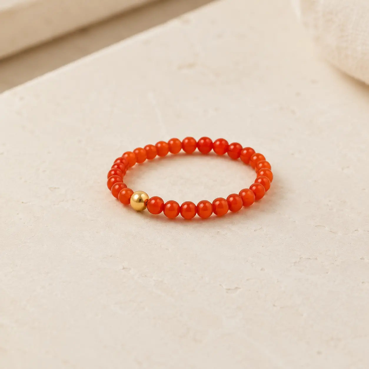 Persimmon South Red Agate Beaded Ring shown from another angle with agate