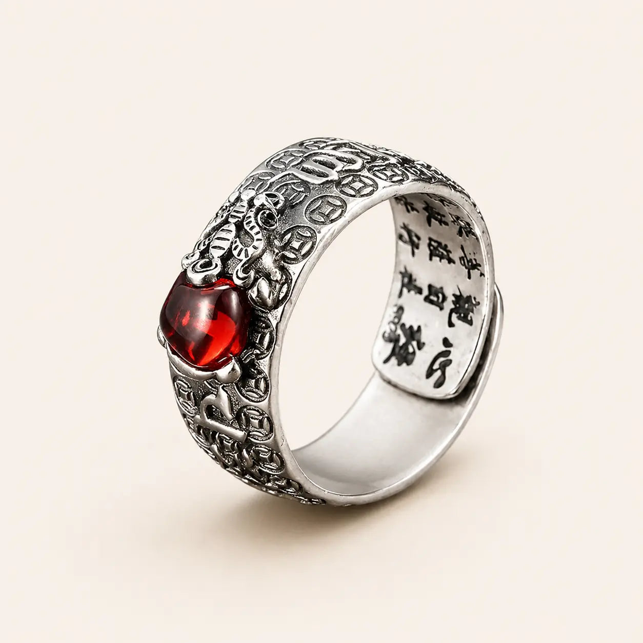 Pixiu Symbol Wide Band Ring with pixiu