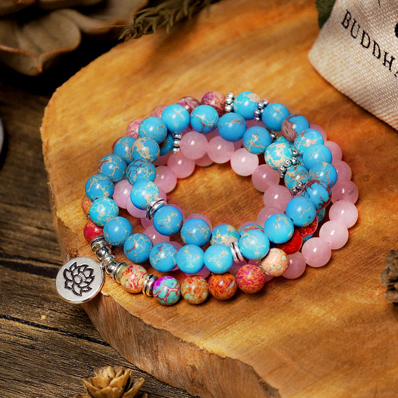 Purple Miano gemstone mala bracelet in natural lighting – TheFuMaster