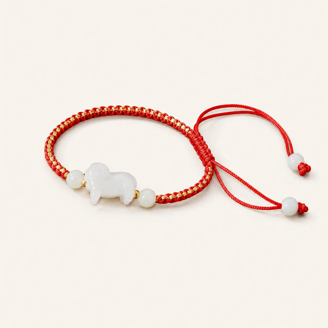 Red cord jade goat zodiac bracelet by TheFuMaster