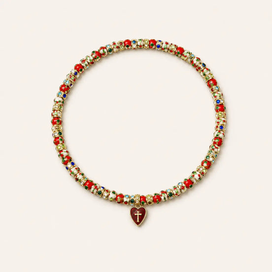 Red pearl cross charm necklace by TheFuMaster