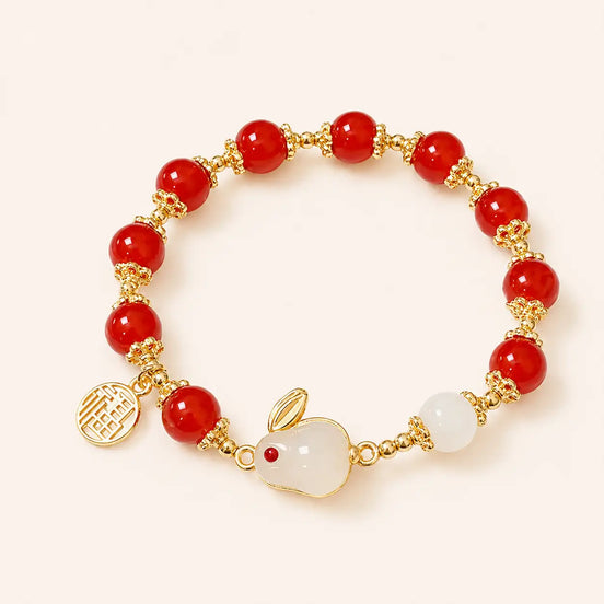 Red stone rabbit Fu bracelet by TheFuMaster