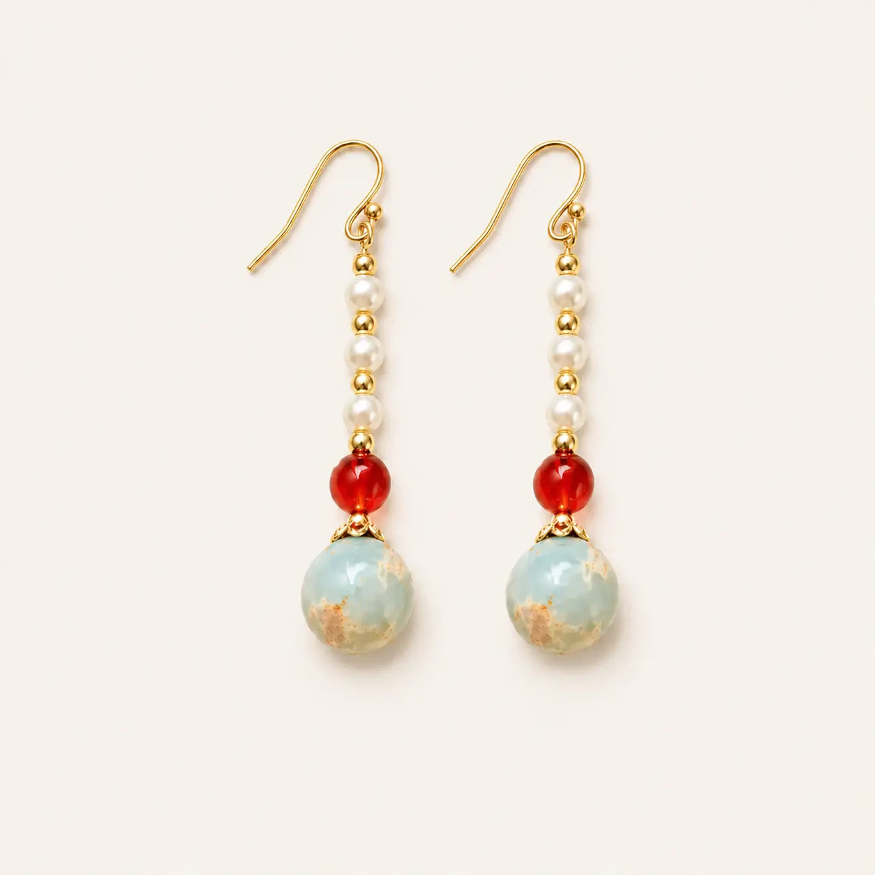 Shoushan Stone Red Agate Drop Earrings with agate