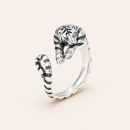 Silver zodiac tiger adjustable ring by TheFuMaster