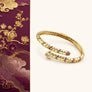 Snake Zircon Gold Cuff Bracelet with gold snake design and zircon accents by TheFuMaster