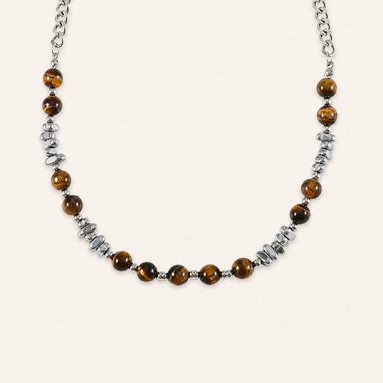 Tiger eye silver bead necklace by TheFuMaster