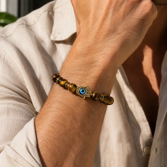 Tiger eye vision bracelet worn on the wrist
