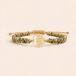Tree of Life Jasper Woven Bracelet with jasper and tree of life