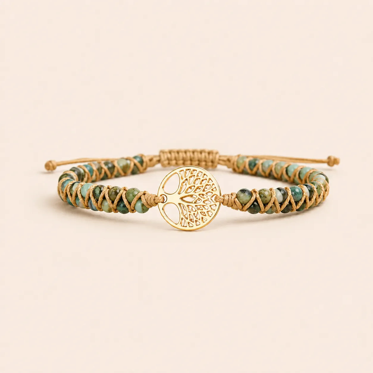 Tree of Life Jasper Woven Bracelet with jasper and tree of life