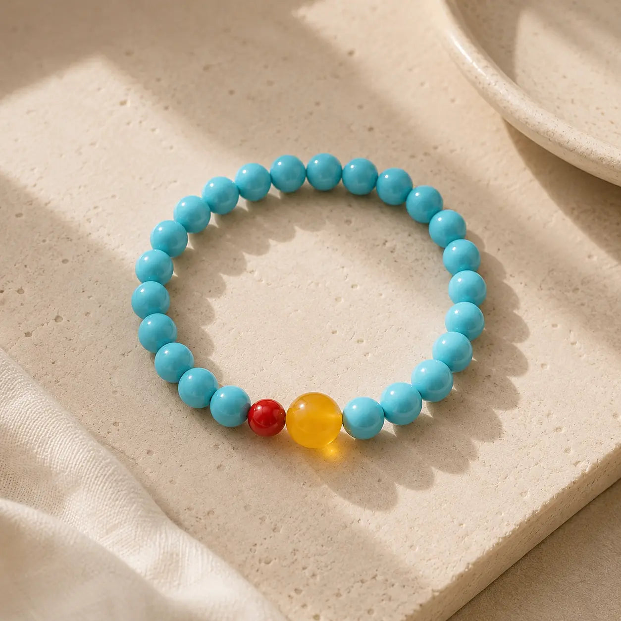 Turquoise 6mm Bracelet detail view with turquoise