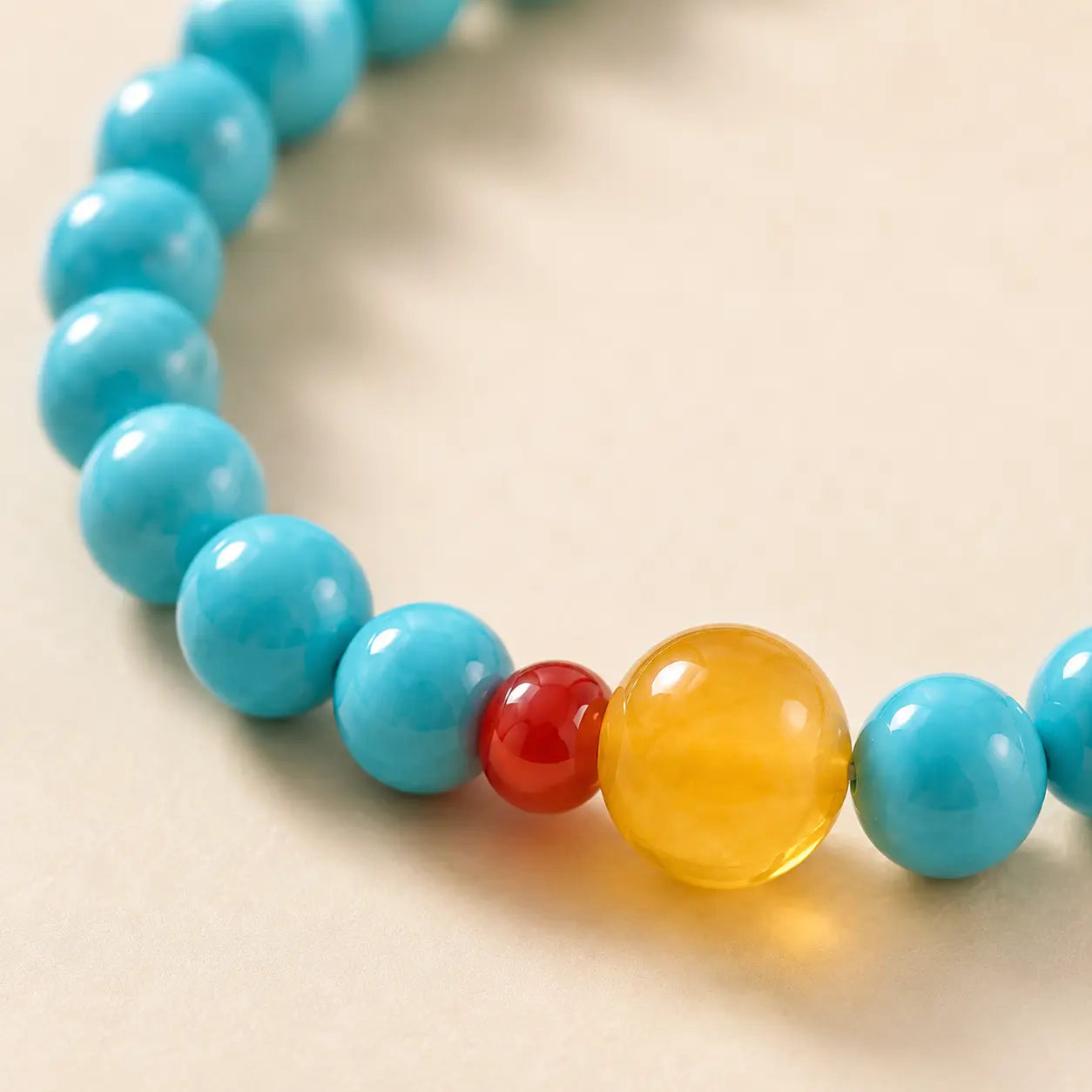 Turquoise 6mm Bracelet shown from another angle with turquoise