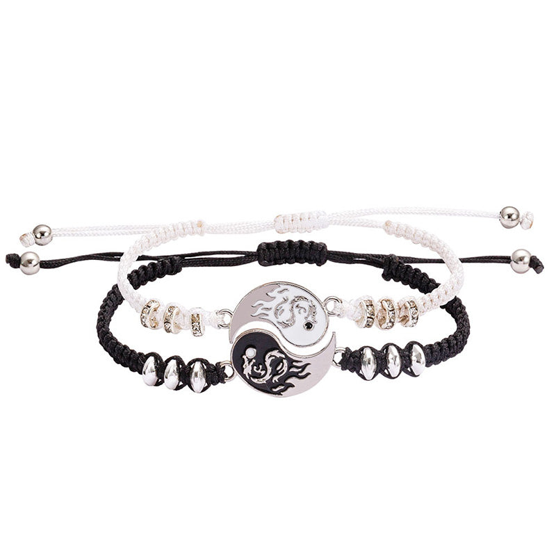 White bracelet from Two Sides Yin Yang Couple Bracelet Set with yin yang charm