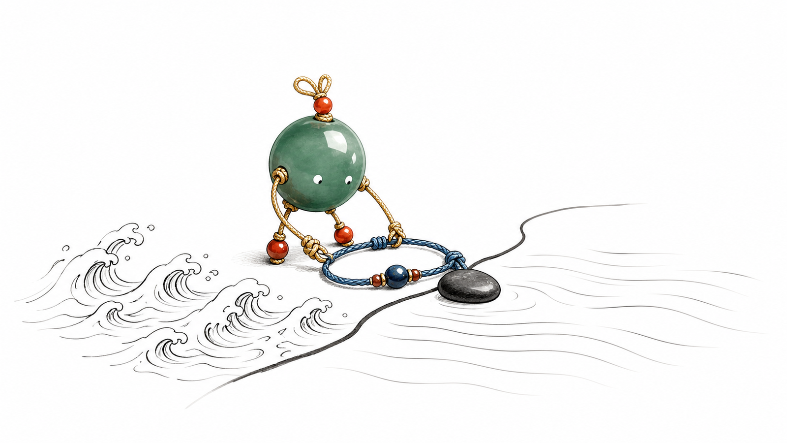 TheFuMaster bead person shaping a calm channel to show Water element flow with boundaries