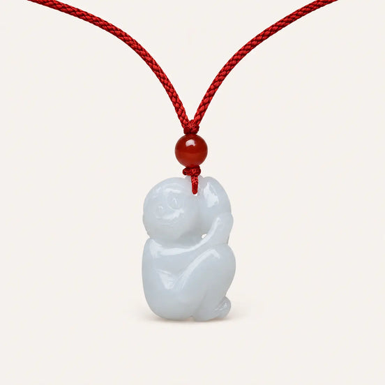 White jade monkey zodiac pendant by TheFuMaster