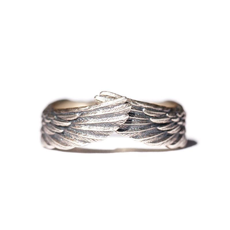 Wing Luck Lucky Ring – Feather Texture Silver Ring by TheFuMaster
